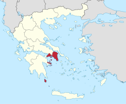 Расположение региона Аттика на карте Греции