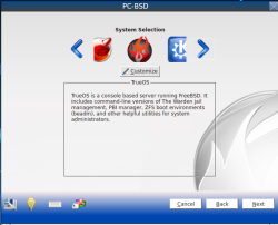 Выбор TrueOS в инсталляторе PC-BSD 9.1