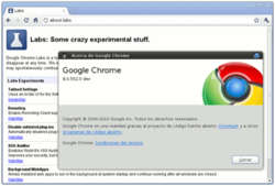 Скриншот нестабильной сборки Google Chrome 8