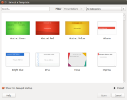 Выбор шаблона при запуске LibreOffice 5.3 Impress