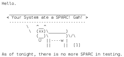 Фрагмент письма про SPARC в рассылке Debian