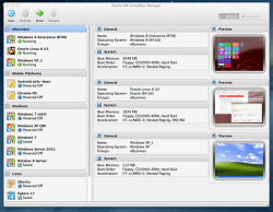 Интерфейс Oracle VM VirtualBox 4.2