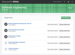 Веб-интерфейс Classroom for GitHub