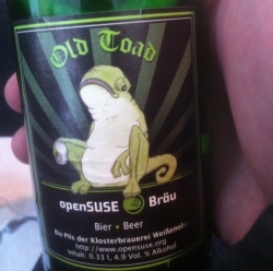 Этикетка бутылки пива openSUSE Old Toad