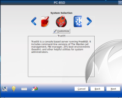 Выбор TrueOS в инсталляторе PC-BSD 9.1 Выбор TrueOS в инсталляторе PC-BSD 9.1