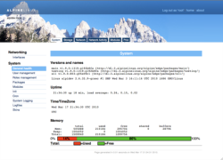 Веб-интерфейс панели управления Alpine Linux